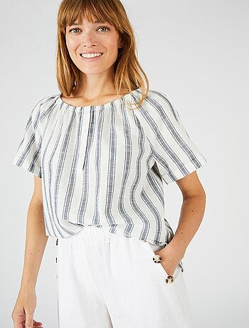 Blouse rayée en voile de coton - Damart
