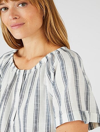 Blouse rayée en voile de coton - Damart