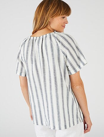 Blouse rayée en voile de coton - Damart
