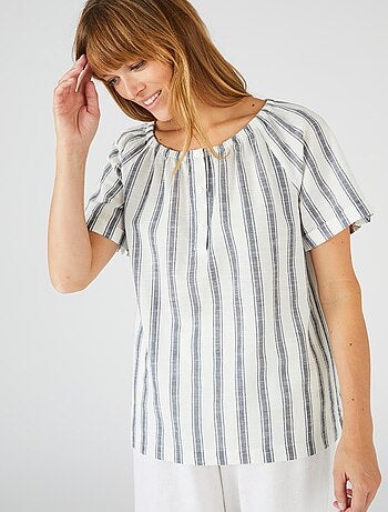 Blouse rayée en voile de coton - Damart