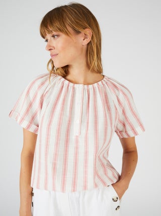 Blouse rayée en voile de coton  - Damart