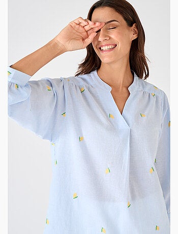 Blouse rayée et brodée citrons - Damart