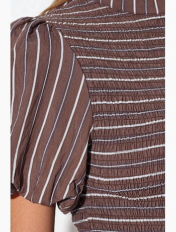 Blouse rayée texturée à volants busem