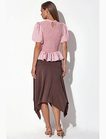 Blouse rayée texturée à volants busem