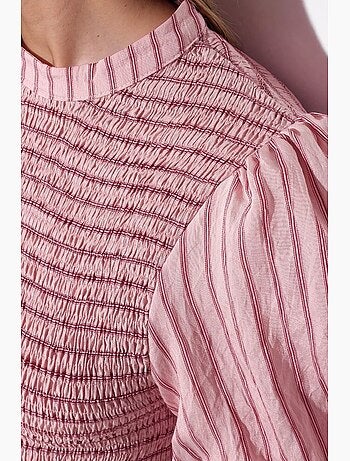 Blouse rayée texturée à volants busem