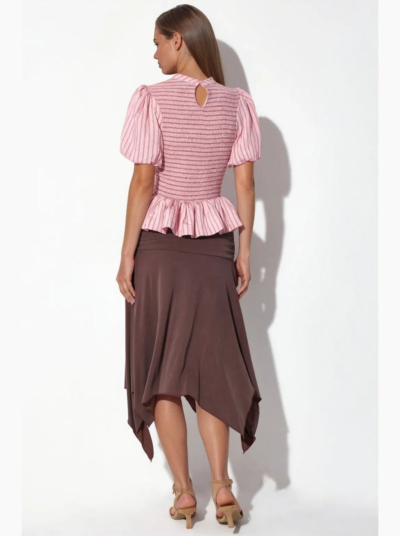 Blouse rayée texturée à volants busem Rose - Kiabi