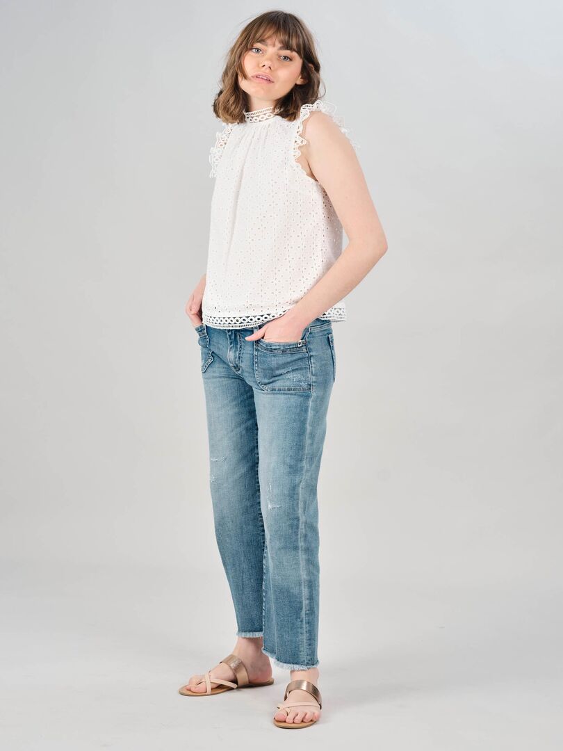 Tunique Blouse Satinée Broderie Fleurs – Taille L (FR44/US12/UK16/EUR42), Femme