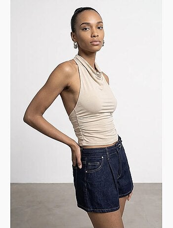 Blouse sans manches à col bénitier et dos nu dilvin