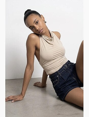 Blouse sans manches à col bénitier et dos nu dilvin