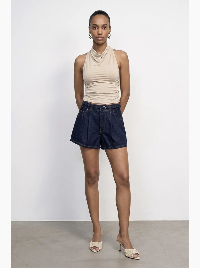 Blouse sans manches à col bénitier et dos nu dilvin Beige argile - Kiabi