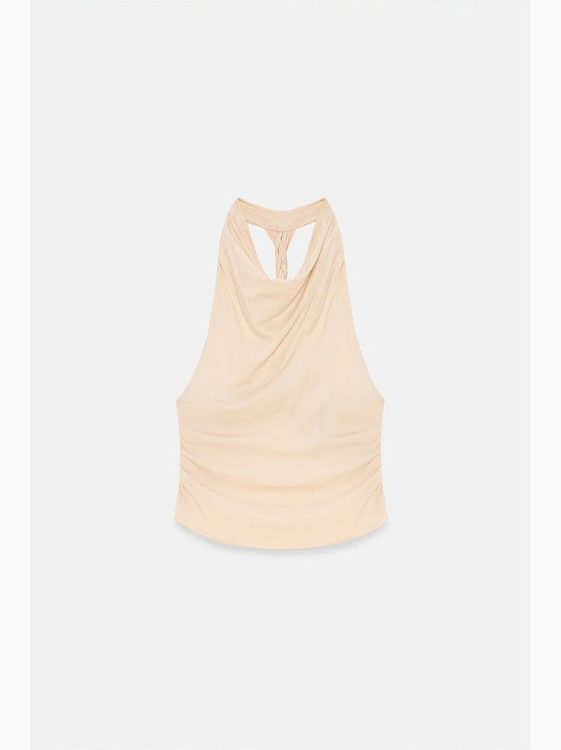 Blouse sans manches à col bénitier et dos nu dilvin Beige argile - Kiabi
