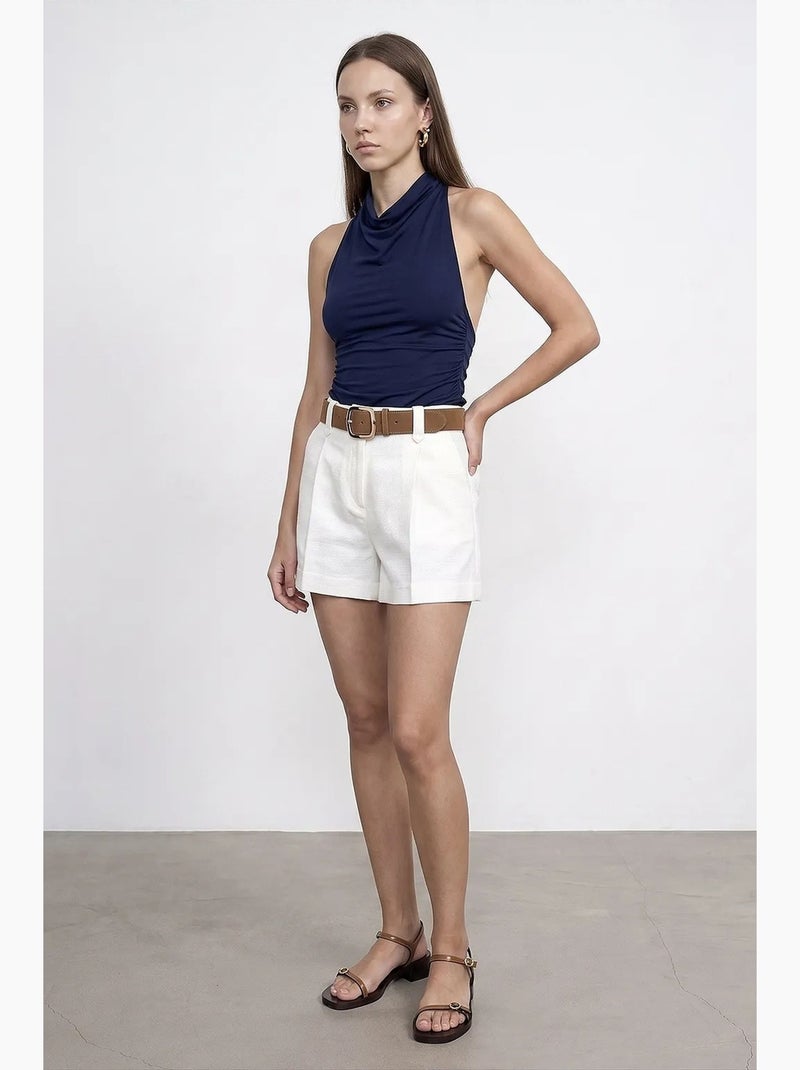 Blouse sans manches à col bénitier et dos nu dilvin Bleu marine - Kiabi