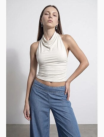 Blouse sans manches à col bénitier et dos nu dilvin