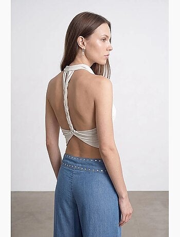 Blouse sans manches à col bénitier et dos nu dilvin