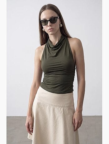 Blouse sans manches à col bénitier et dos nu dilvin