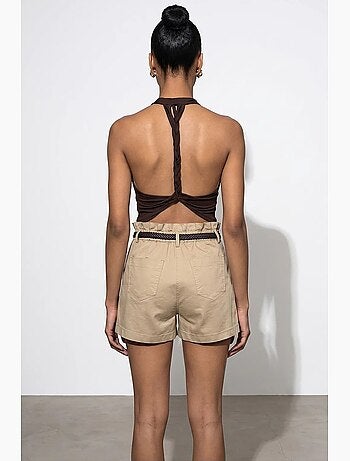 Blouse sans manches à col bénitier et dos nu dilvin