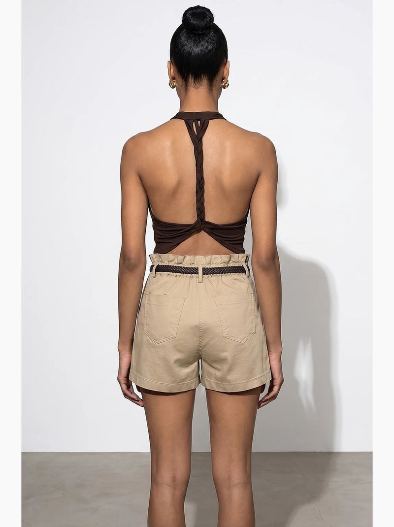 Blouse sans manches à col bénitier et dos nu dilvin Marron - Kiabi