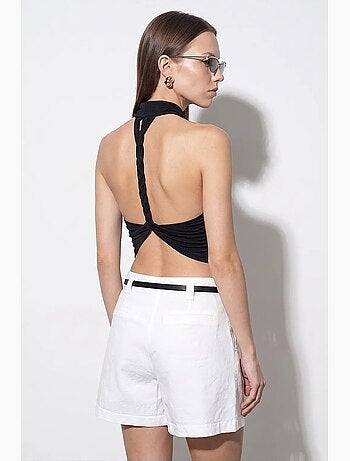 Blouse sans manches à col bénitier et dos nu dilvin