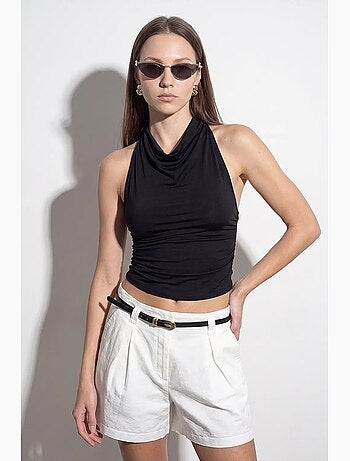 Blouse sans manches à col bénitier et dos nu dilvin