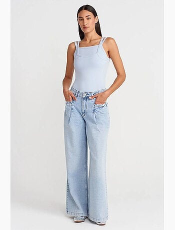 Blouse sans manches à col carré côtelé dilvin