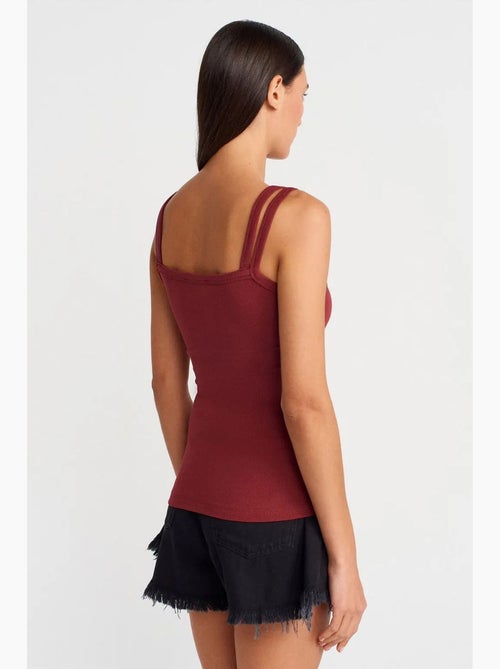 Blouse sans manches à col carré côtelé dilvin - Kiabi