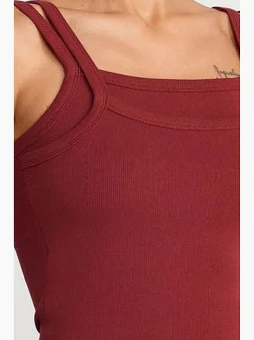 Blouse sans manches à col carré côtelé dilvin - Kiabi