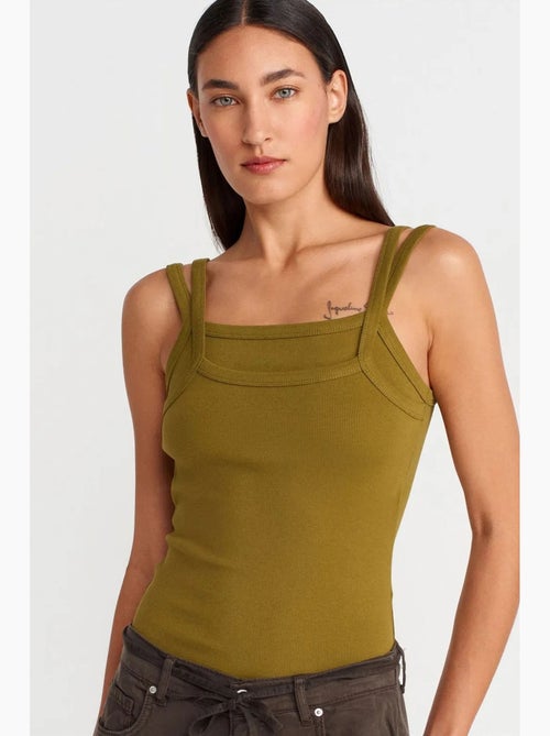 Blouse sans manches à col carré côtelé dilvin - Kiabi Blouse sans manches à col carré côtelé dilvin - Kiabi
