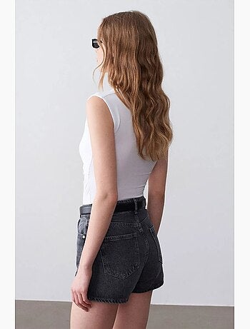 Blouse sans manches à col v, coupe ajustée dilvin