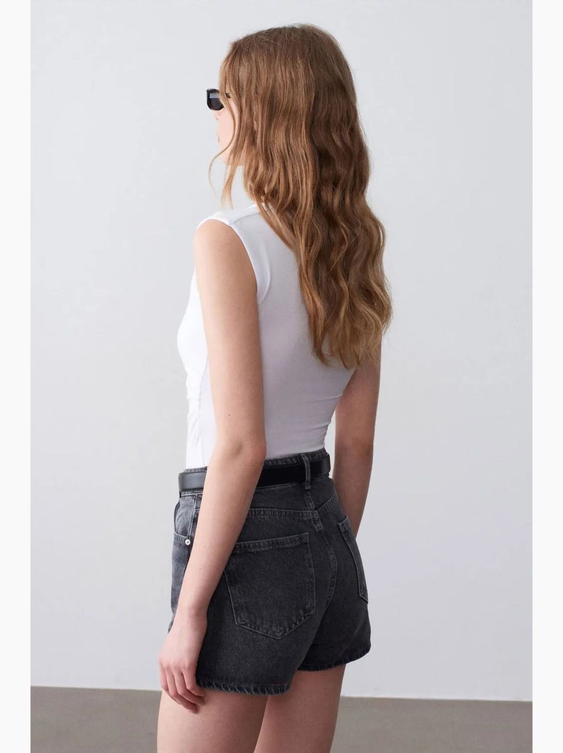 Blouse sans manches à col v, coupe ajustée dilvin Blanc - Kiabi
