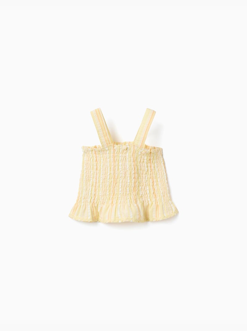 Blouse sans manches à rayures et élastique Jaune clair - Kiabi