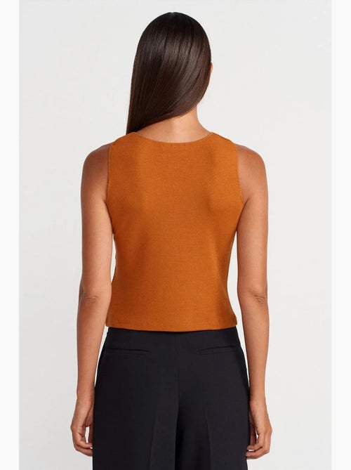 Blouse sans manches ajustée à côtes dilvin - Kiabi