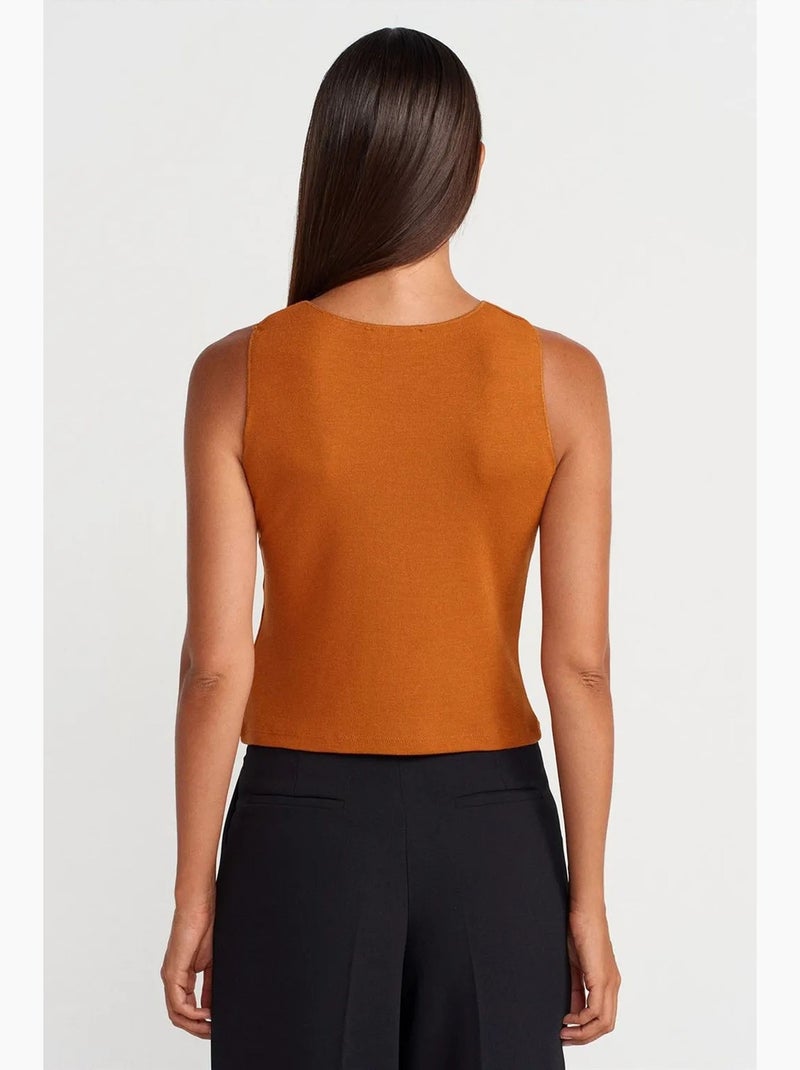 Blouse sans manches ajustée à côtes dilvin Ambre - Kiabi