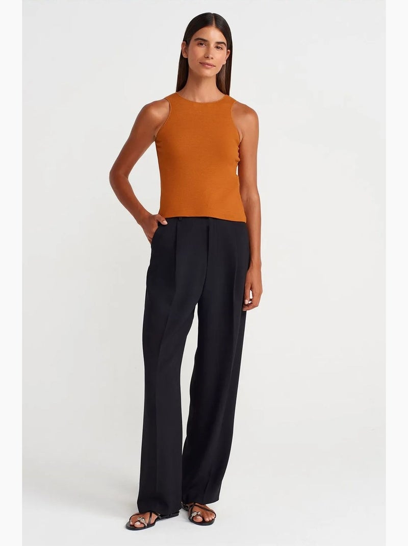 Blouse sans manches ajustée à côtes dilvin Ambre - Kiabi