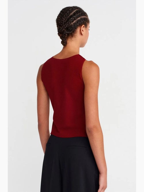 Blouse sans manches ajustée à côtes dilvin - Kiabi