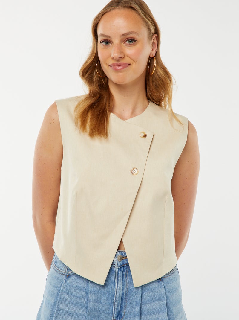 Blouse sans manches asymétrique Beige - Kiabi