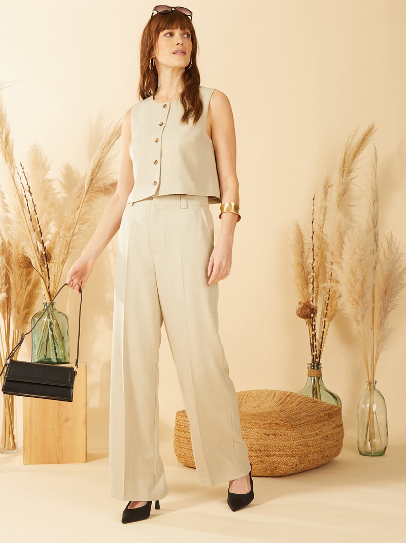 Blouse sans manches avec boutons Beige - Kiabi