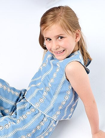 Blouse sans manches avec broderies all over