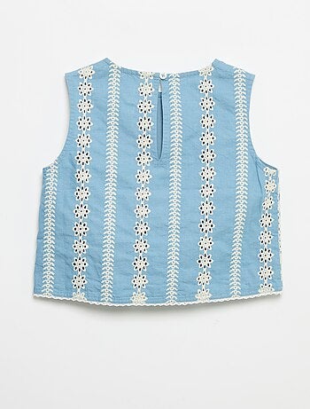 Blouse sans manches avec broderies all over