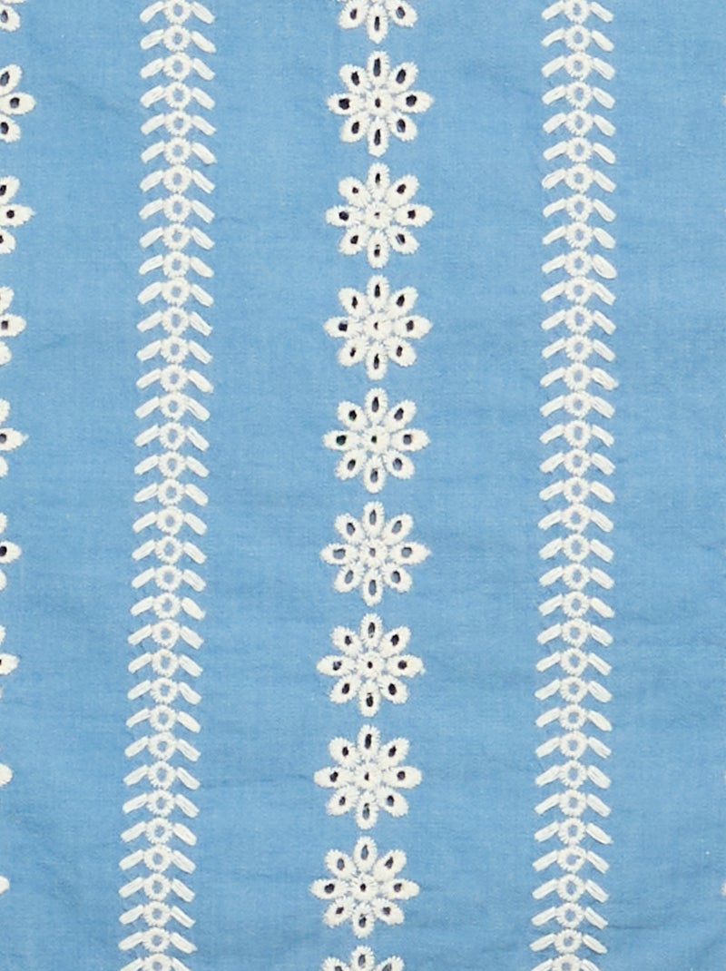 Blouse sans manches avec broderies all over Bleu - Kiabi