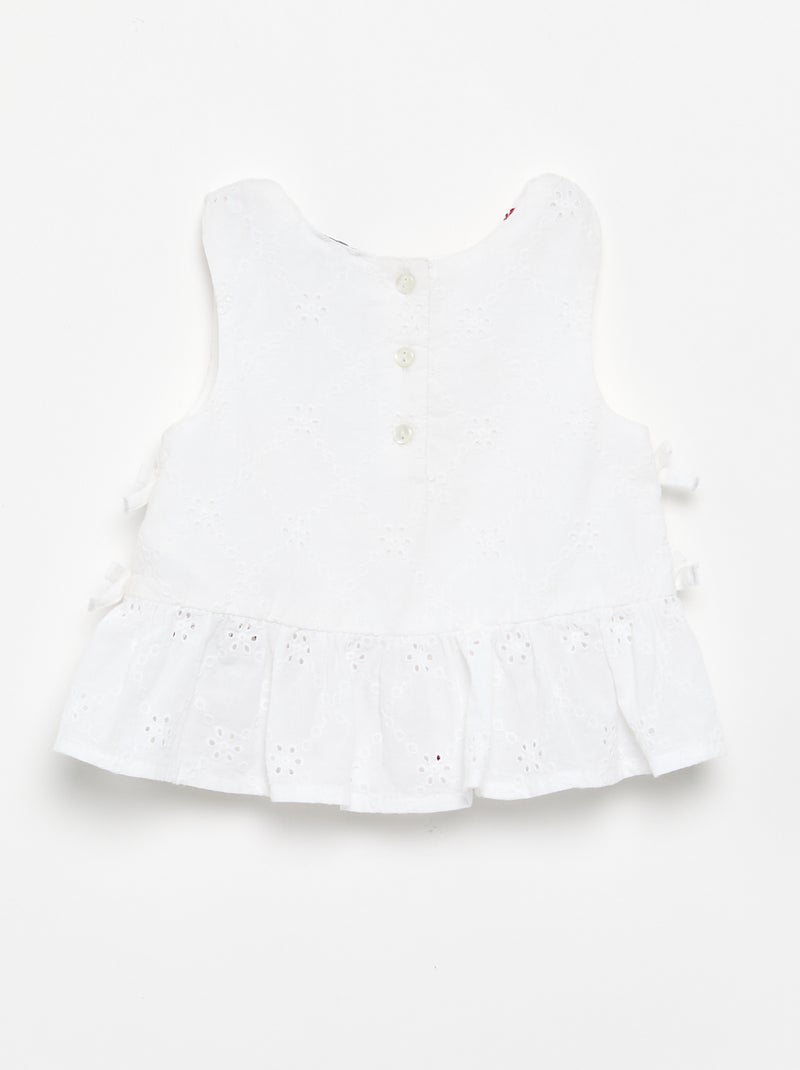 Blouse sans manches avec broderies Beige - Kiabi