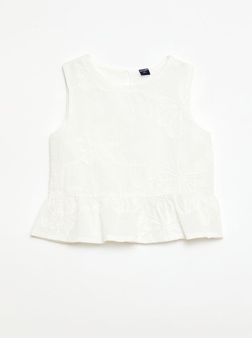 Blouse sans manches avec broderies fleuries - Kiabi