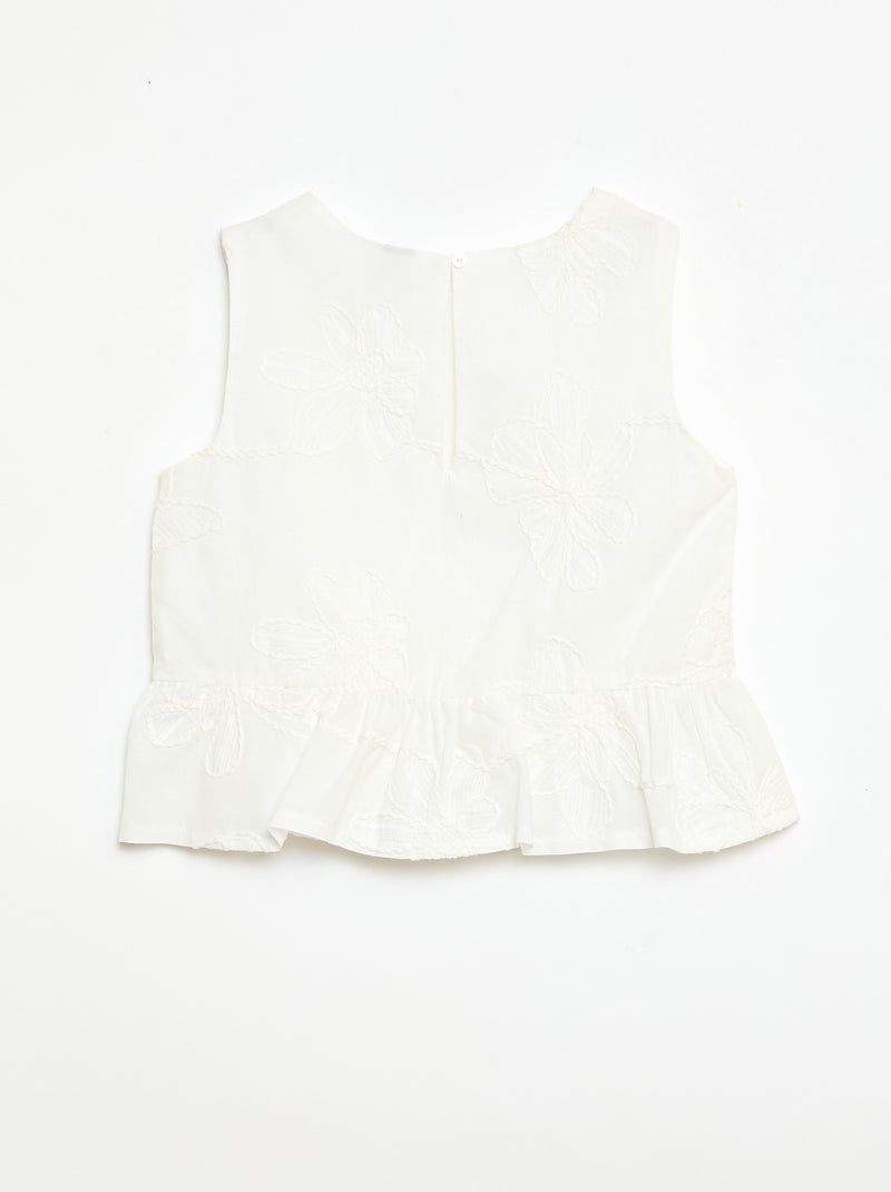 Blouse sans manches avec broderies fleuries Blanc - Kiabi