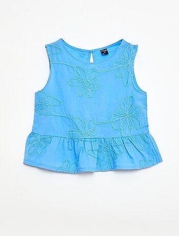 Blouse sans manches avec broderies fleuries