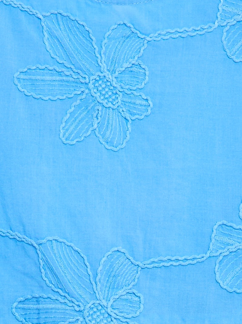 Blouse sans manches avec broderies fleuries Bleu - Kiabi