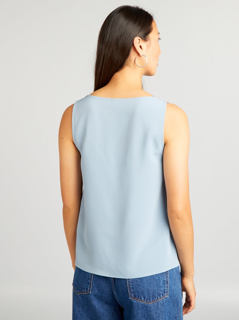 Blouse sans manches avec col en dentelle Bleu gris - Kiabi