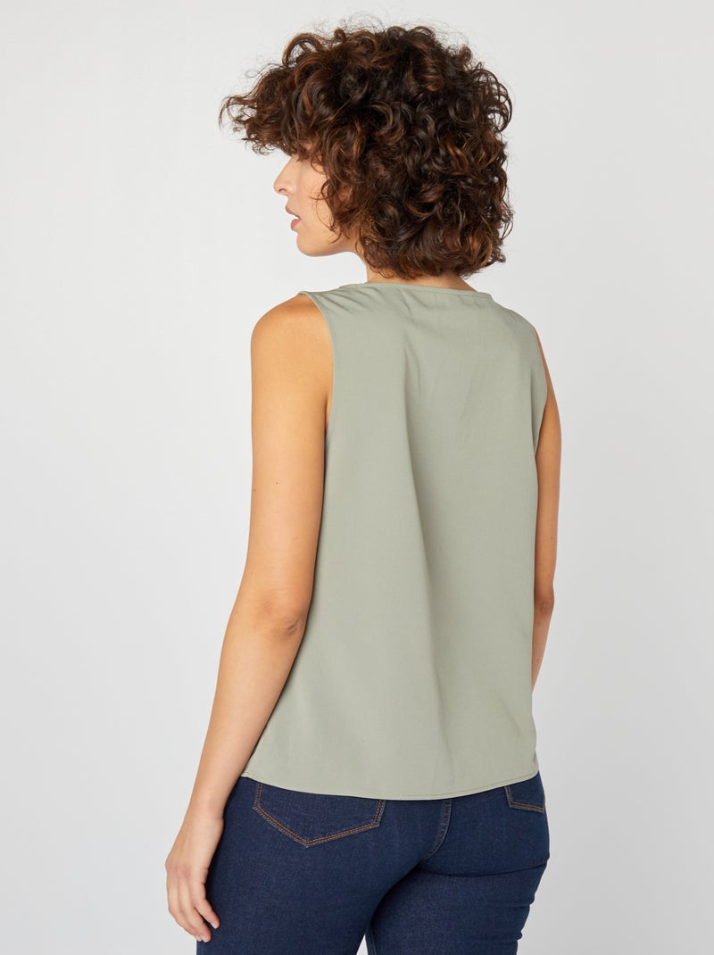 Blouse sans manches avec col en dentelle Vert - Kiabi
