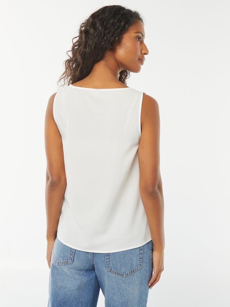 Blouse sans manches avec encolure en dentelle Blanc - Kiabi