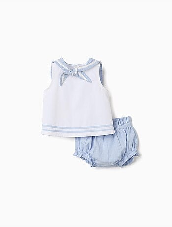 Blouse sans manches + bloomer en coton