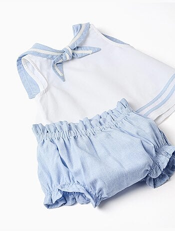 Blouse sans manches + bloomer en coton