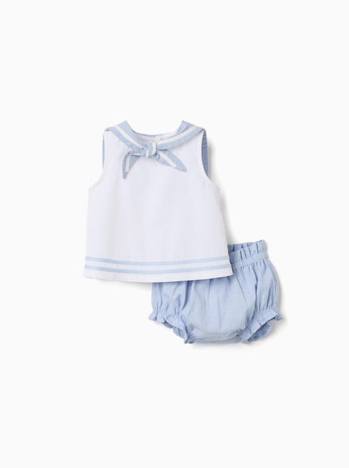 Blouse sans manches + bloomer en coton - Kiabi Blouse sans manches + bloomer en coton - Kiabi